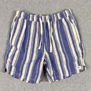 Katin Shorts Mens S Blue White Striped Cotton‎ Linen Relaxed Short